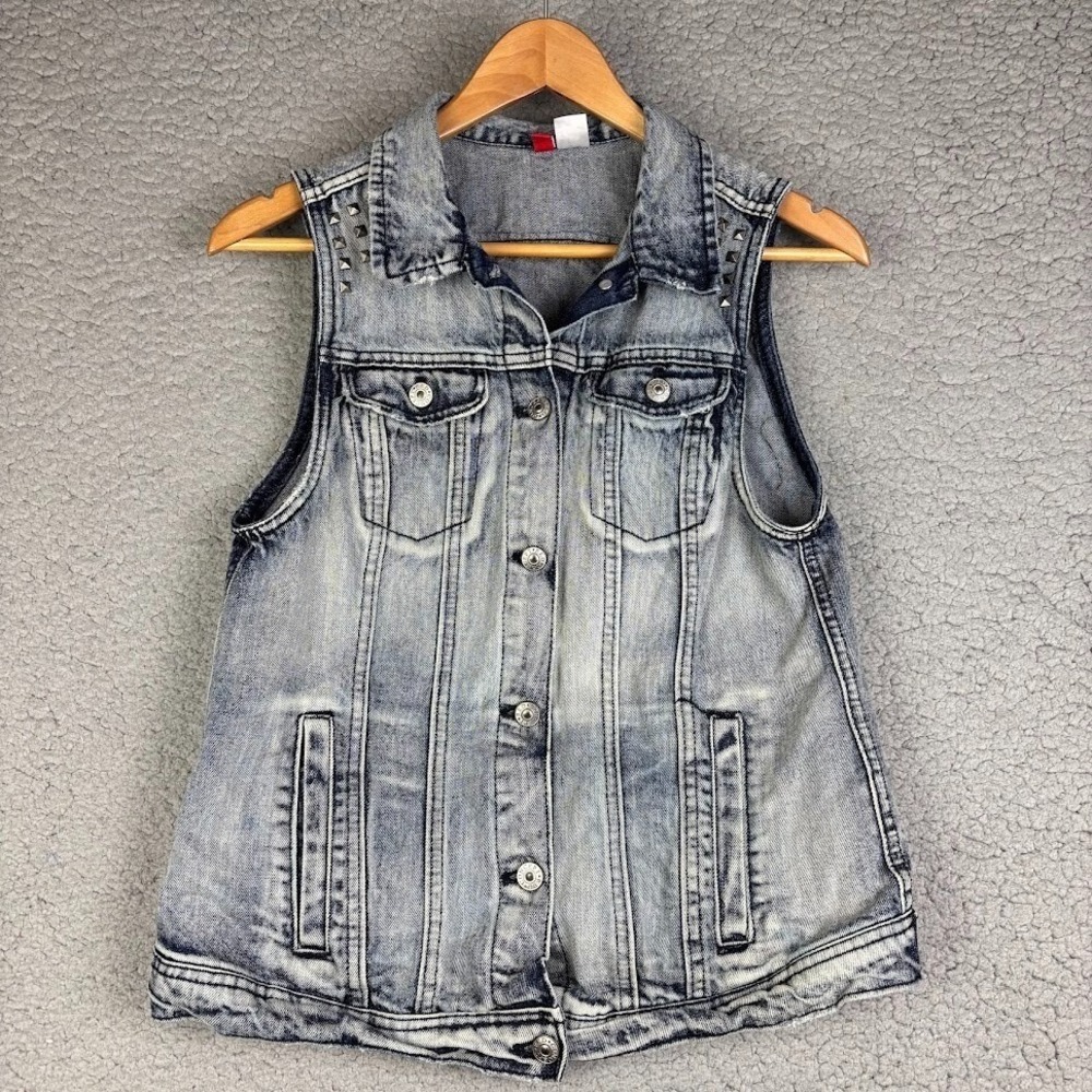 Sleeveless Denim Vest Women's Size 8 M Jean Jacket Button Pockets Size 8 Divided